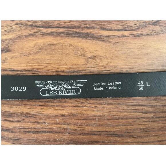Lee River Made in Ireland Black Silver Tooled Leather size L 48/50 Celtic Irish - Picture 3 of 4